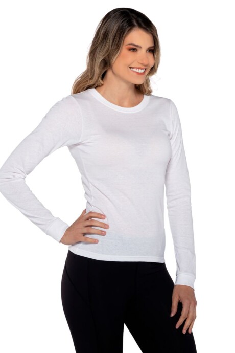 Camiseta a la base manga larga dama Blanco