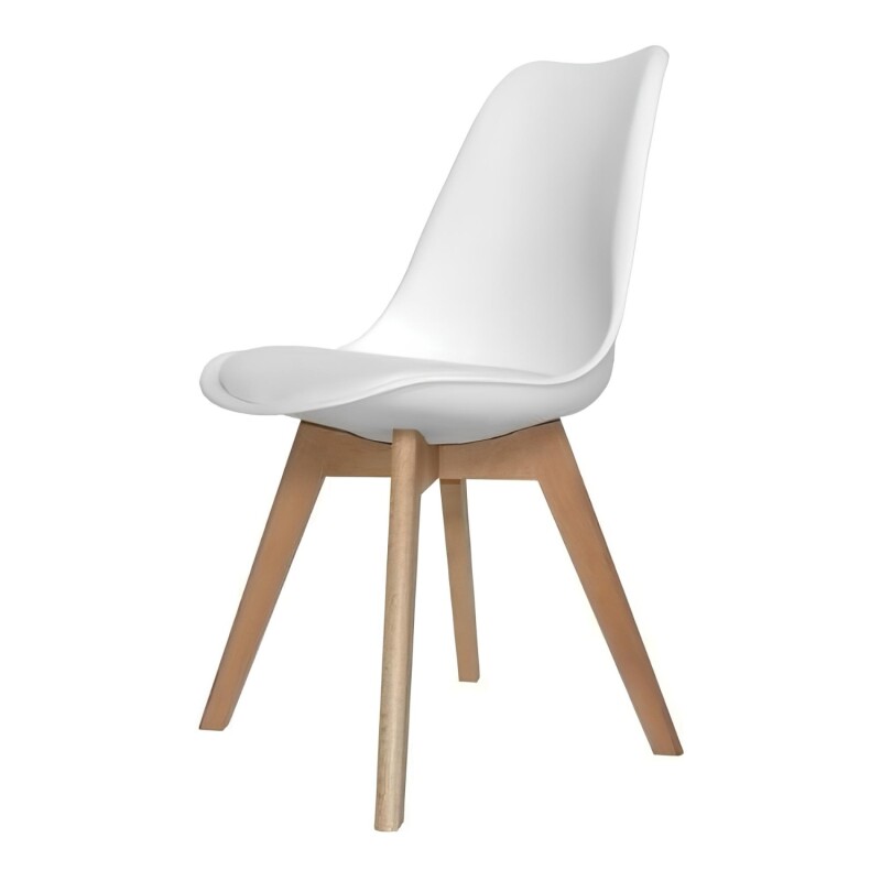 Juego de comedor Con Mesa Circular de 80 cm + 4 sillas Eames Acolchonadas Blanco