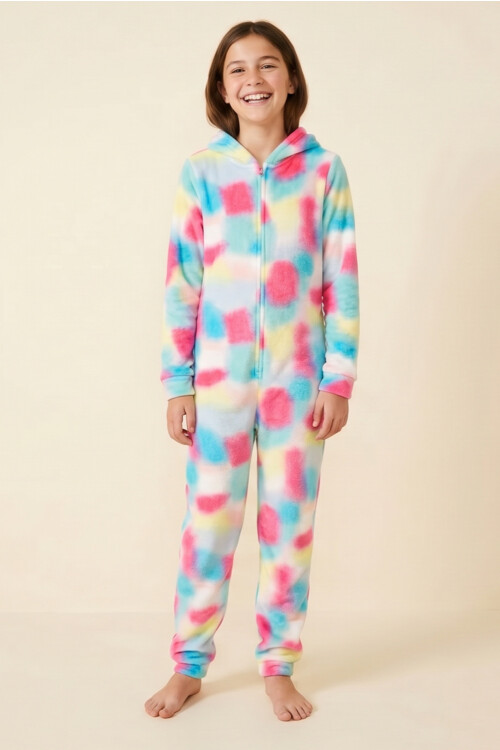 ENTERITO CON CAPUCHA MICROFLEECE MULTICOLOR