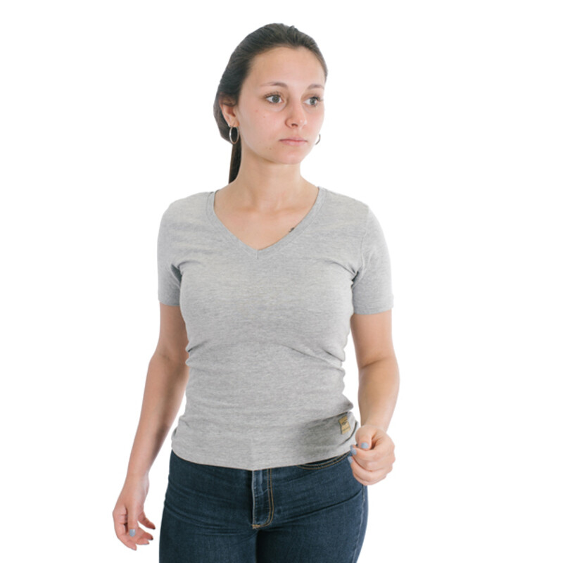 Muvem Ladies Plain V Neck T-Shirt Gris