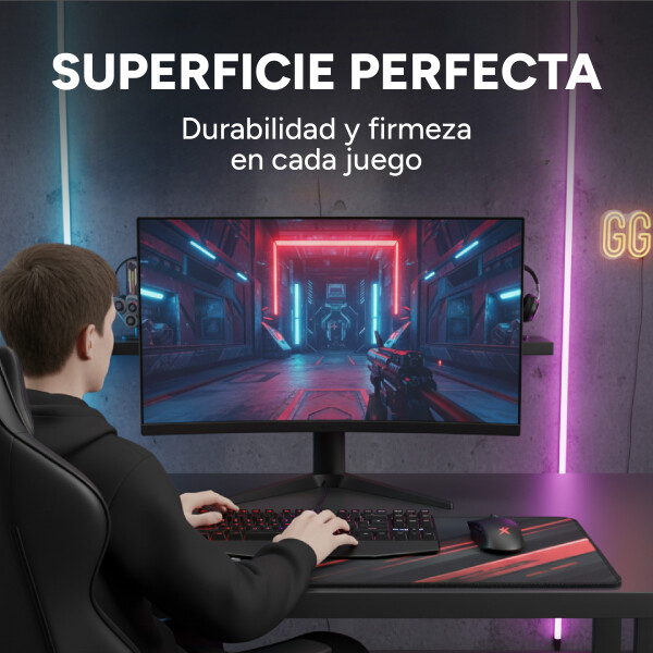 Mouse Pad Gamer Antideslisante Grande XL 75 X 28 Xtrike Me Color Negro Rojo