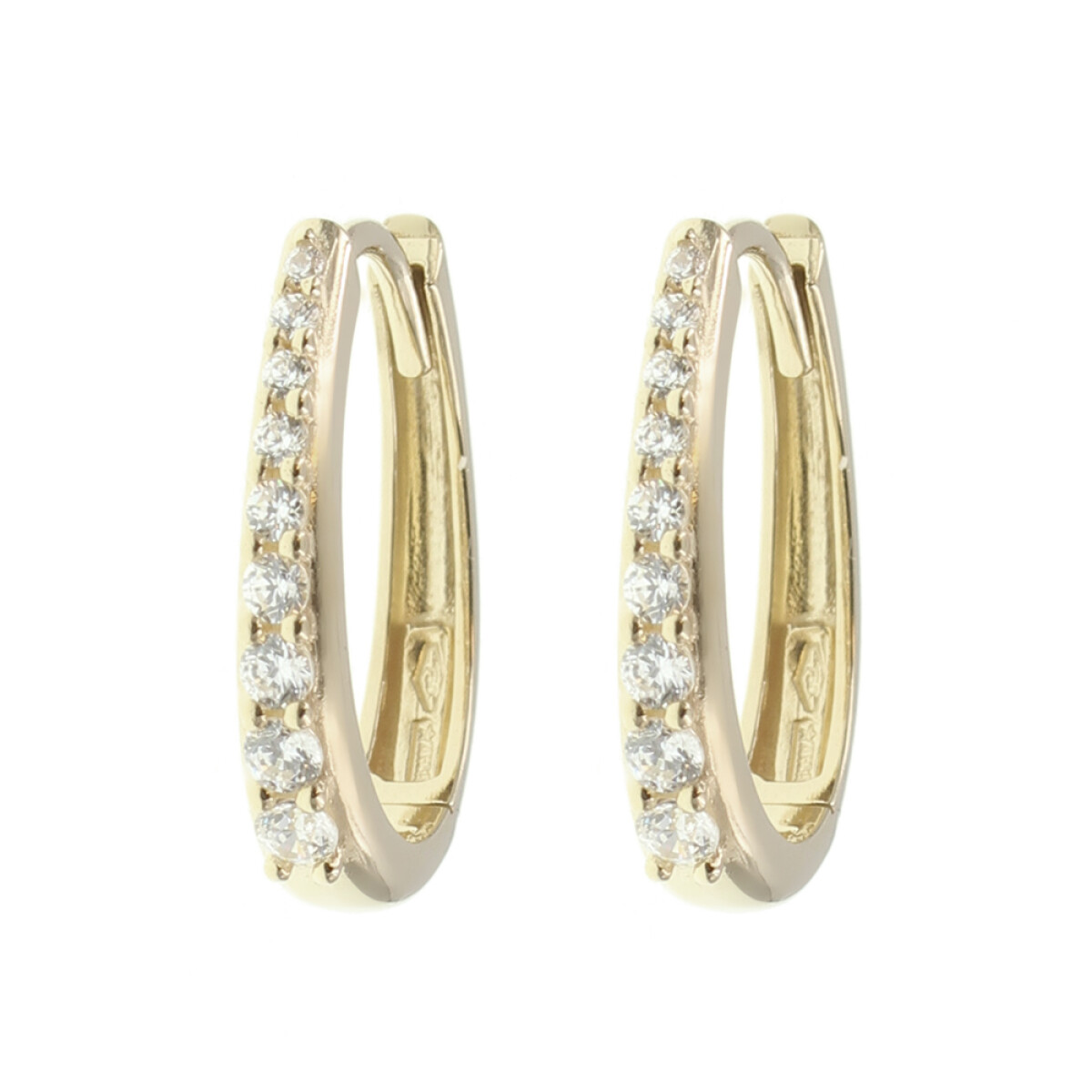 Aros Almond de oro amarillo 18k con circonias 
