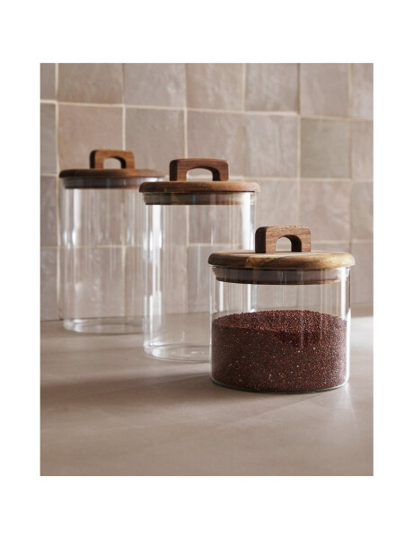 RECIPIENTE BORO 1.2L TAPA MADERA ACACIA D10XH23.5CM RECIPIENTE BORO 1.2L TAPA MADERA ACACIA D10XH23.5CM