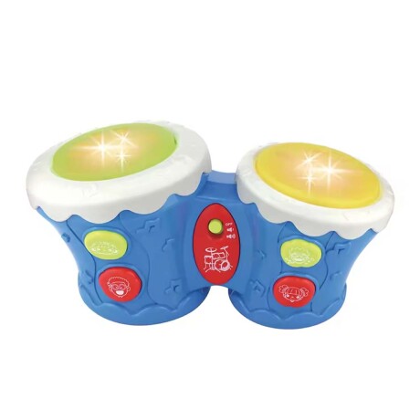 Tambor Doble Africano Música Luz Sonido Juegos Bebés Huanger Azul