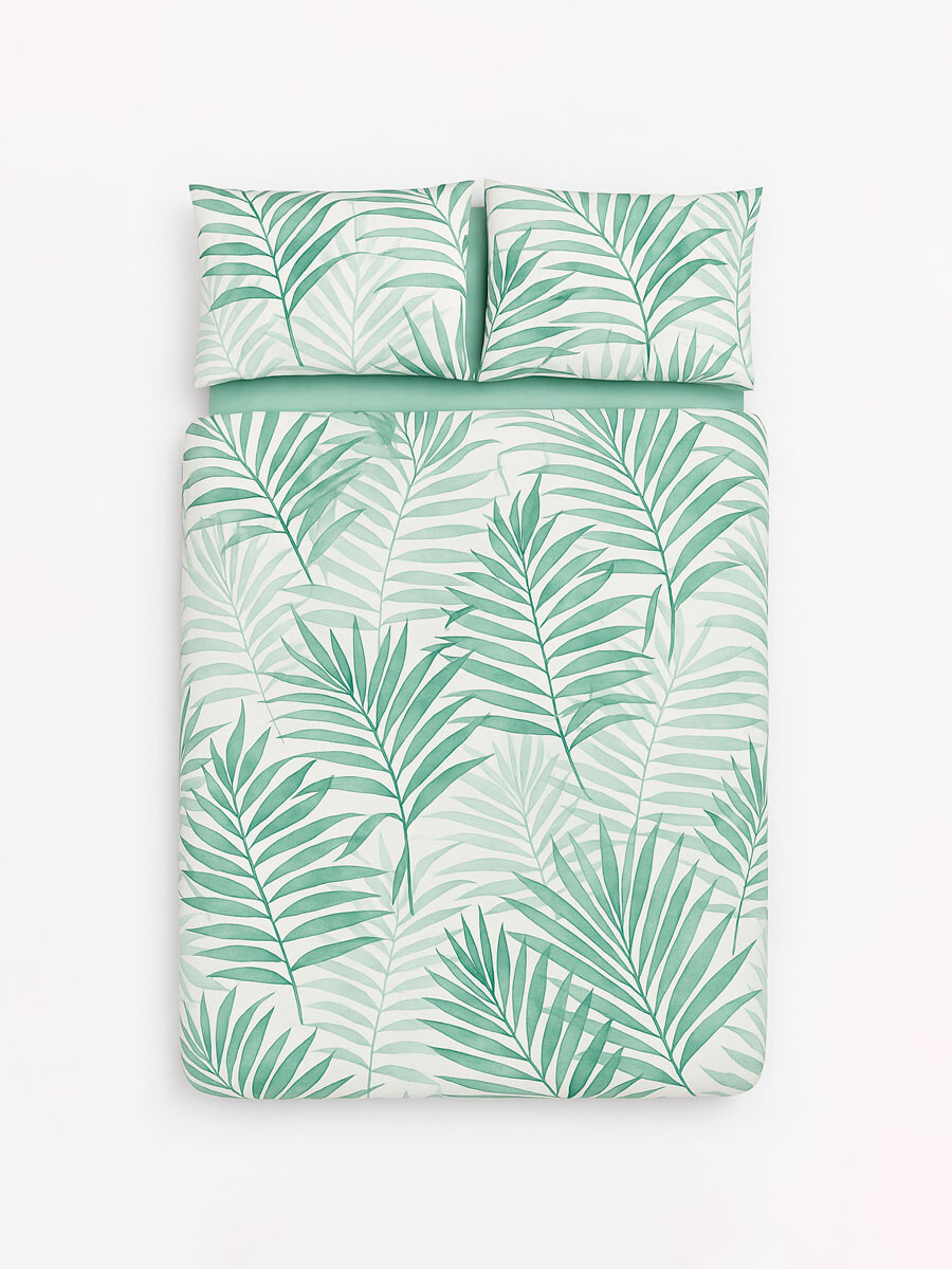 JUEGO DE SABANAS SOMMIER BOTANICO 2 PLAZAS - VERDE MUSGO 