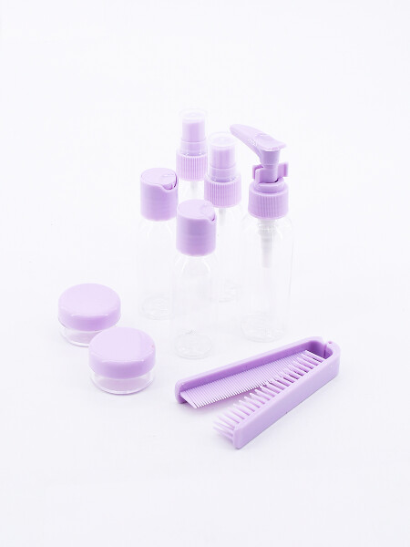 SET DE RECIPIENTES PARA VIAJE CON PEINE GRIS