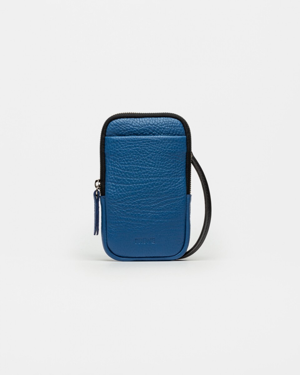 Porta Celular Pia En Cuero Graneado - Azul 