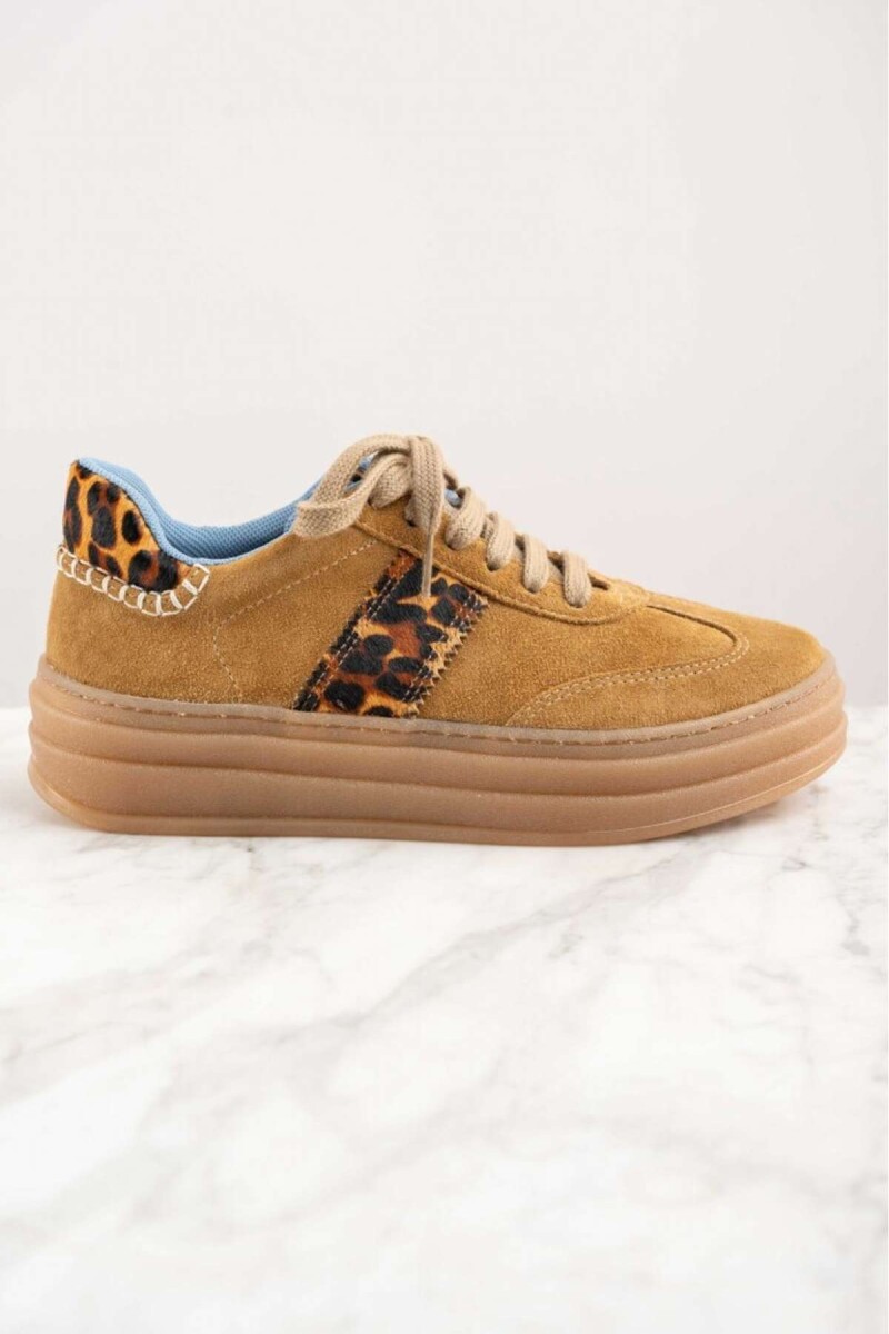 Zapatilla Combinada Cuero - Camel 