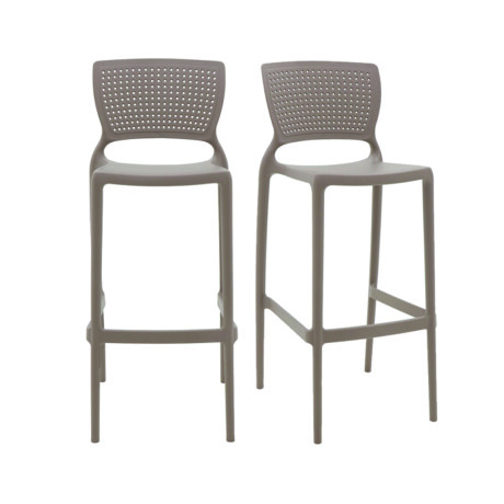 Kit x2 Taburete con respaldo Safira · Tramontina Taupe