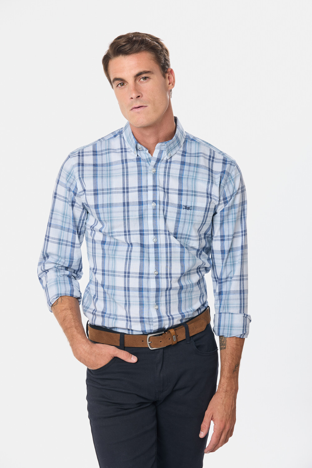 CAMISA A CUADROS Marino