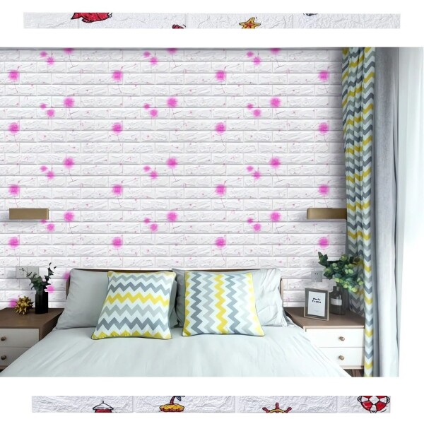 Revestimiento Autoadhesivo Pared Infantil X20 Calidad Variante Flores Rosa