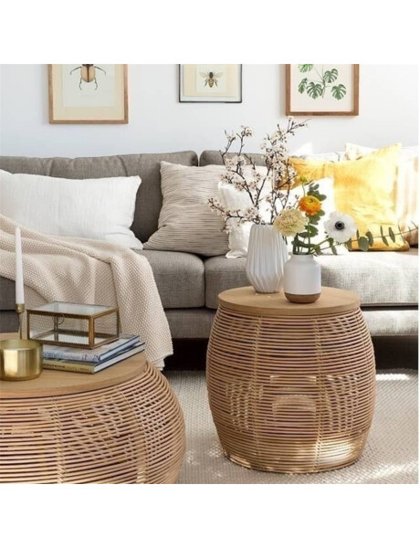 MESA AUXILIAR D42x45CM POLIRRATAN NATURAL MESA AUXILIAR D42x45CM POLIRRATAN NATURAL