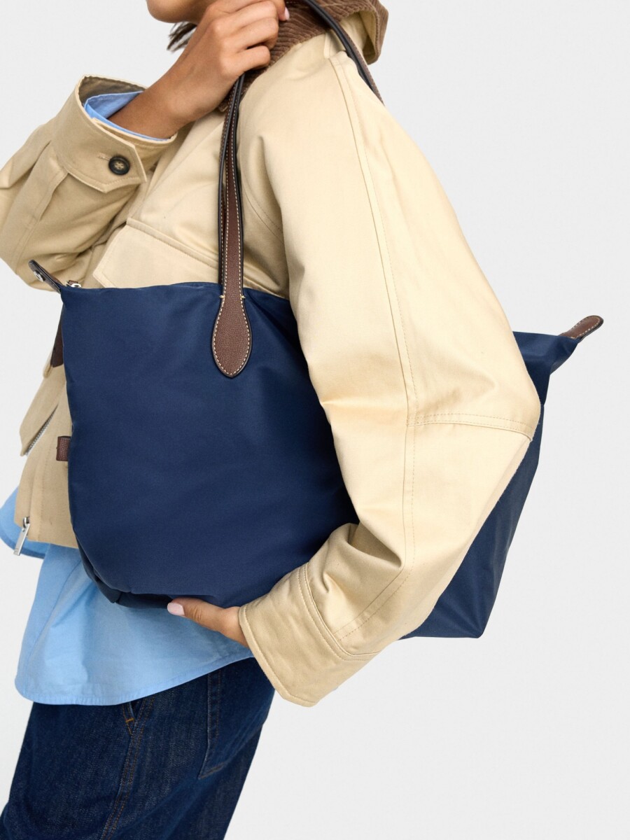 Bolso Shopper De Nylon L azul-marino