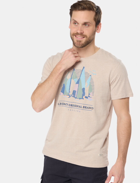 REMERA ESTAMPADA DE ALGODÓN Beige