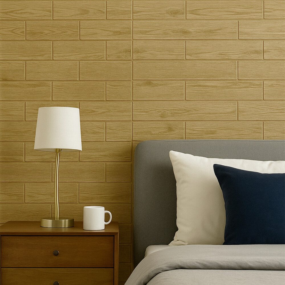 Panel Revestimiento Placa Pared Autoadhesiva Pack x10 Madera oscura