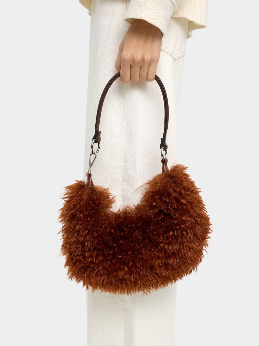 Bolso De Hombro Efecto Pelo naranja