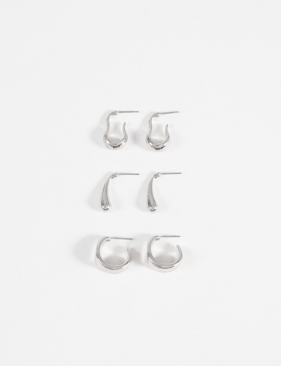 Set 3 aros wavy - plateado 