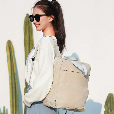 Mochila de tela plegable Beige