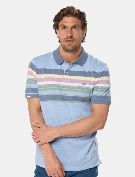 REMERA POLO RAYADA Celeste