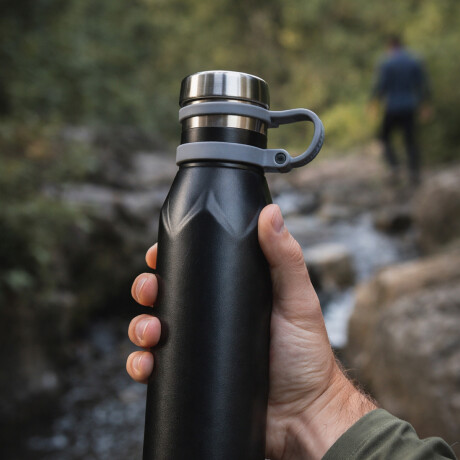 Botella térmica acero inoxidable 600ml diseño minimalista Negro