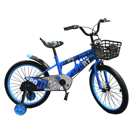 Bicicleta Infantil Rodado 20 C/Rueditas Aux Estilo Deportivo Celeste
