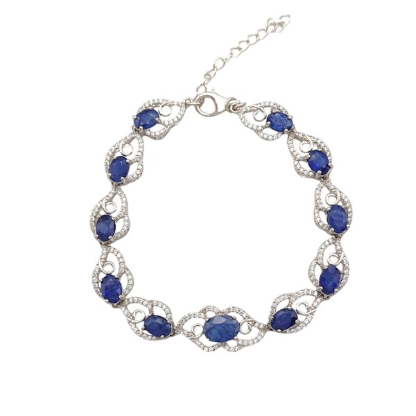 Pulsera Nube-Plata 925-Piedra zirconia y zafiro-PU3001 conpiedra