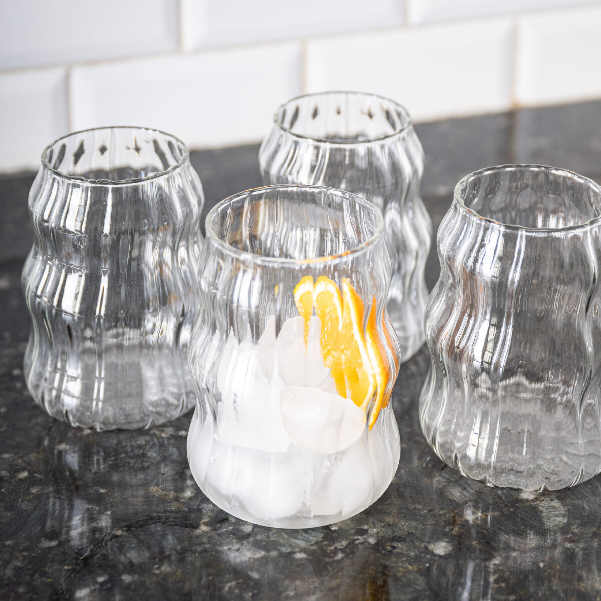 Vaso de vidrio acanalado con ondas 500ml 