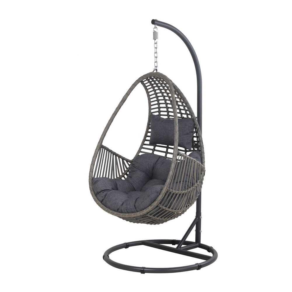 HAMACA COLGANTE RATTAN-SINTETICO-Y-ACERO GRIS NIZA