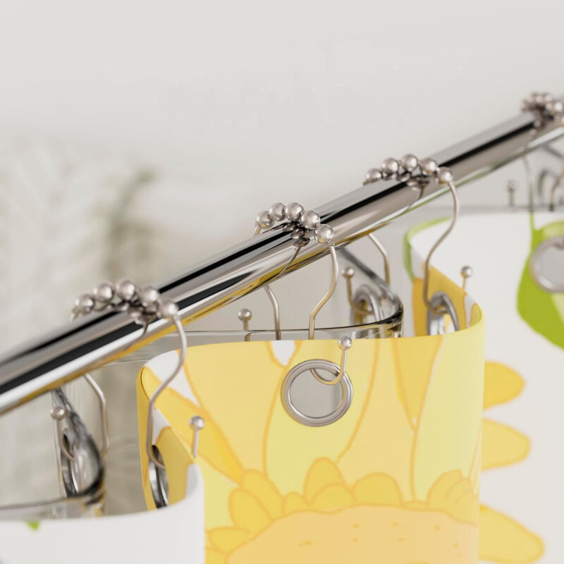Set de 12 ganchos para cortinas de baño plata