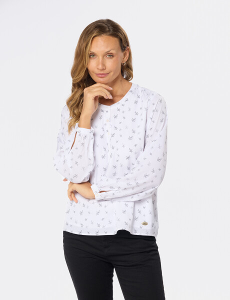 BLUSA CLASICA Hojas Azul