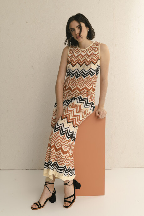 VESTIDO TEJIDO ZIGZAG NATURAL
