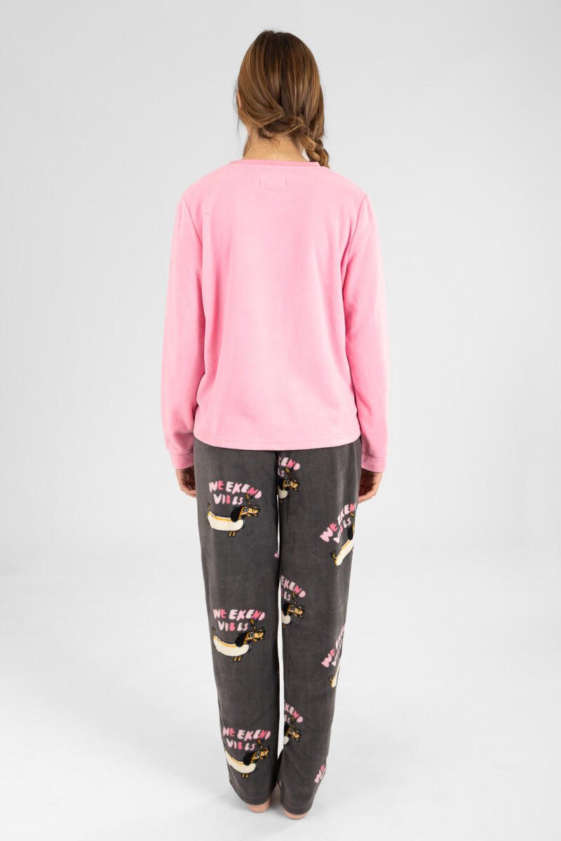 Pijama polar weekend vibes 2 Rosado