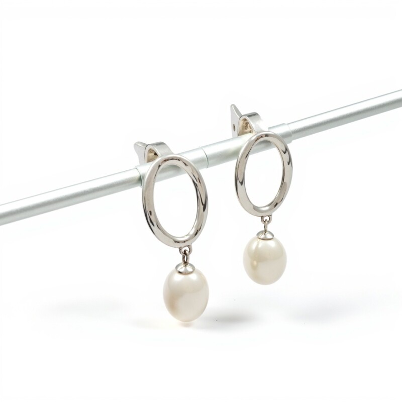 Caravanas Óvalo Perlas-Plata 925-Con Perla-CA3208 conperla