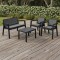 Juego Prestij de jardín 3 sillones con almohadones + mesa NEGRO
