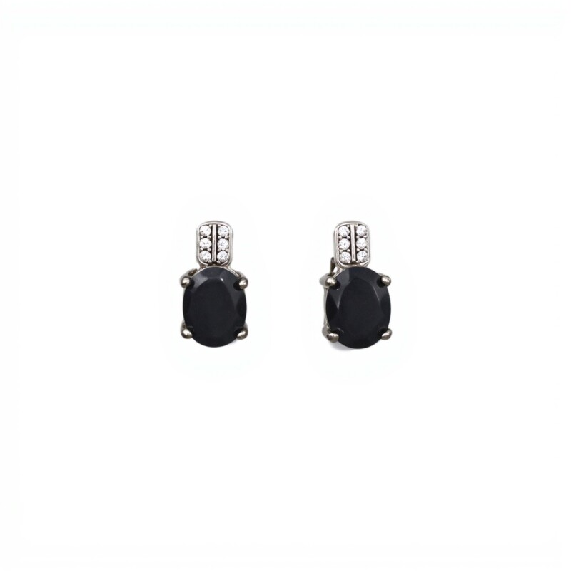 Caravanas Oval-Plata 925-Piedra Zafiro y zirconia-CA3283 conpiedra