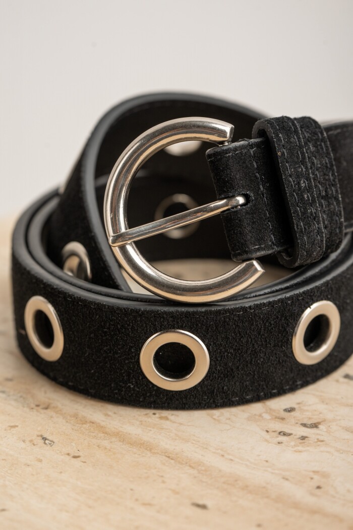 Cinto Cuero Ojales Negro