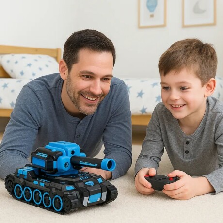 Tanque a control remoto azul lanza hidrogel Tanque a control remoto azul lanza hidrogel