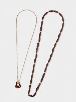 Collar Largo Doble Efecto Piedra marron