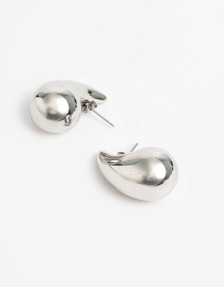 Aros Colgantes Cortos Metal Aros Cortos De Acero - Plateado