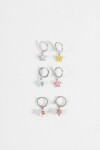 Set de aros dije estrellas plateado