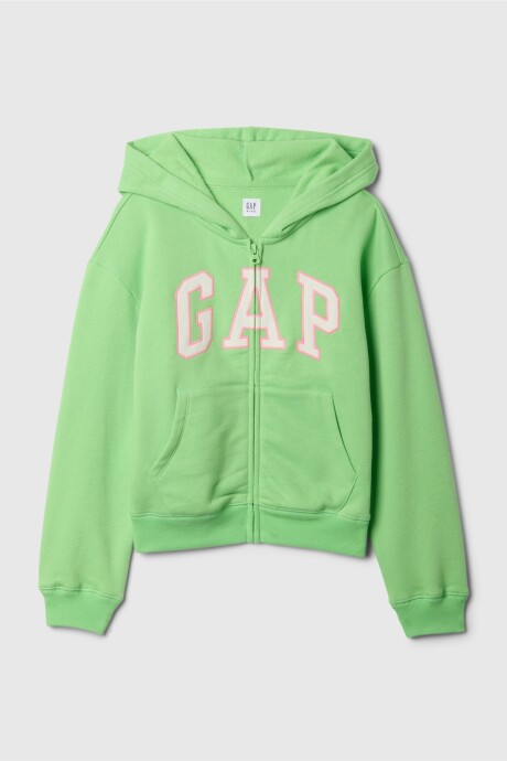 Buzo Canguro Con Cierre Logo Gap Niña Julep Green