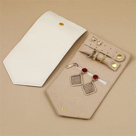 Joyero plegable para viaje gamuza - 10 x 18 cm Blanco