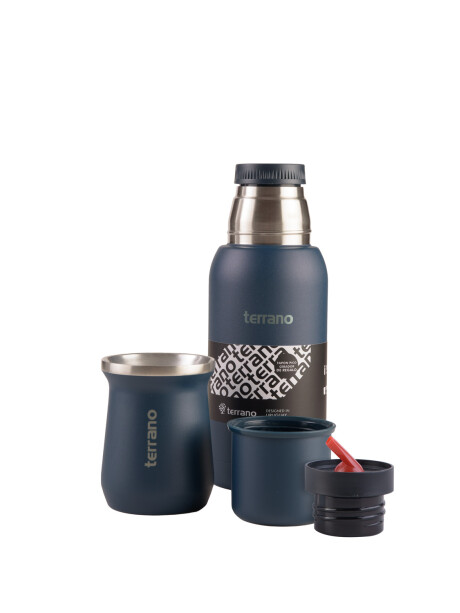 Set Acero 750ml + Mate Tradicional Opaco Azul