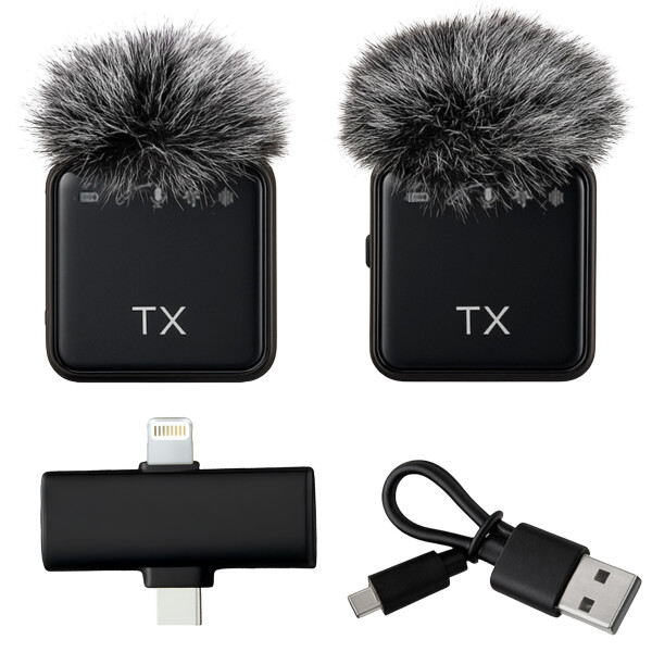 Set X2 Micrófonos Inalámbrico Profesional Iphone Usb C Atrix Variante Color Gris