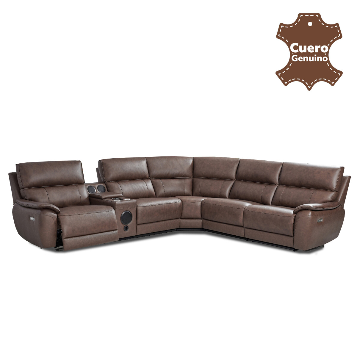 Sillón Sofá Esquinero Rinconero - Reclinable - Retráctil con sistema eléctrico - Línea en Cuero Genuino 