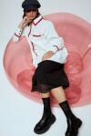 Camisa con puntilla blanco