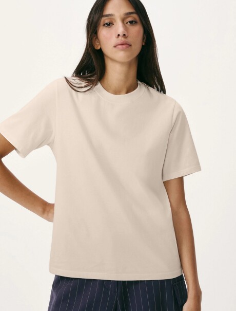 CAMISETA BÁSICA DE ALGODÓN BEIGE