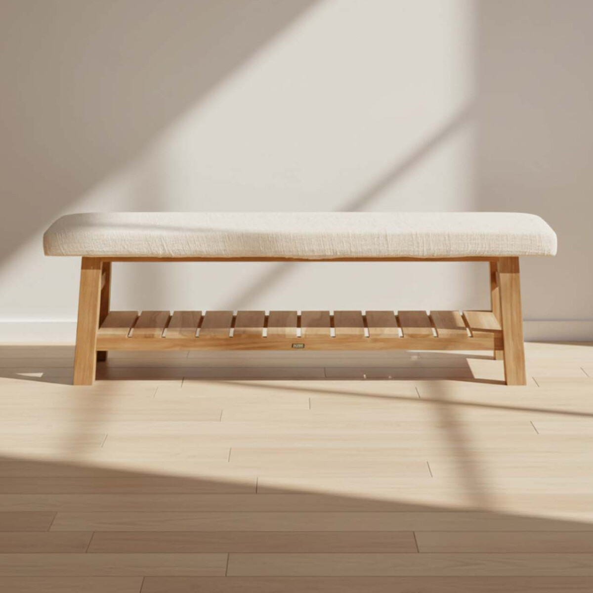 PIE DE CAMA - MADERA NATURAL-BEIGE VICTORIA 