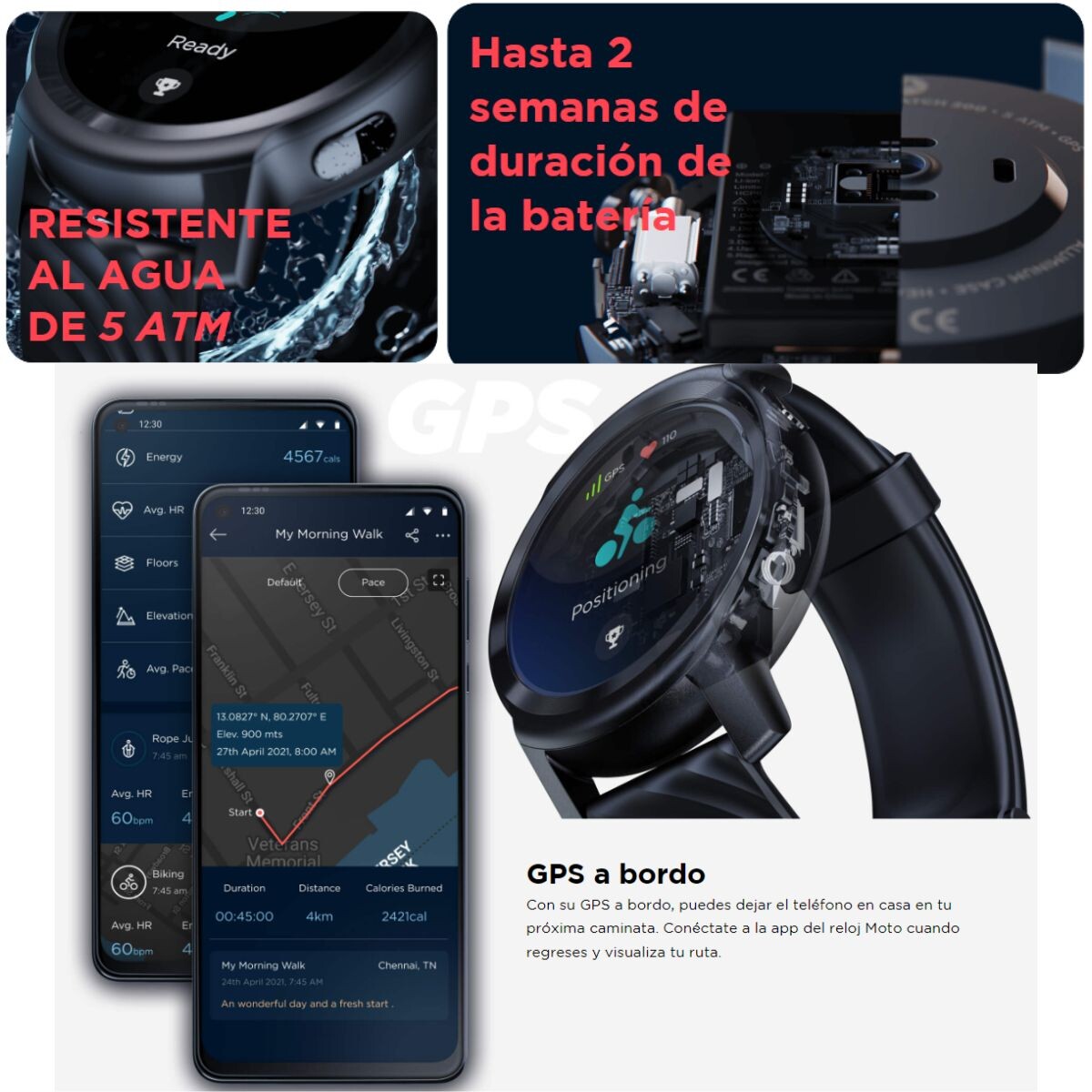 Smartwatch Motorola Watch 100 42mm silver — Market