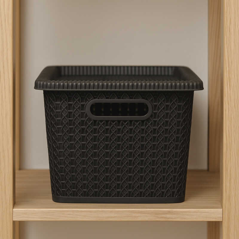 Caja organizadora simil ratán 5L NEGRO